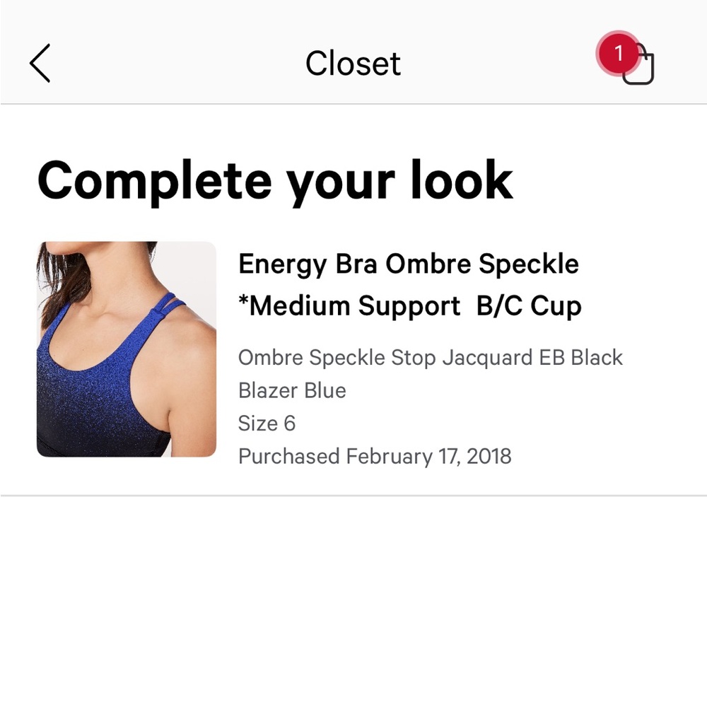 Lululemon energy sports bra size 6